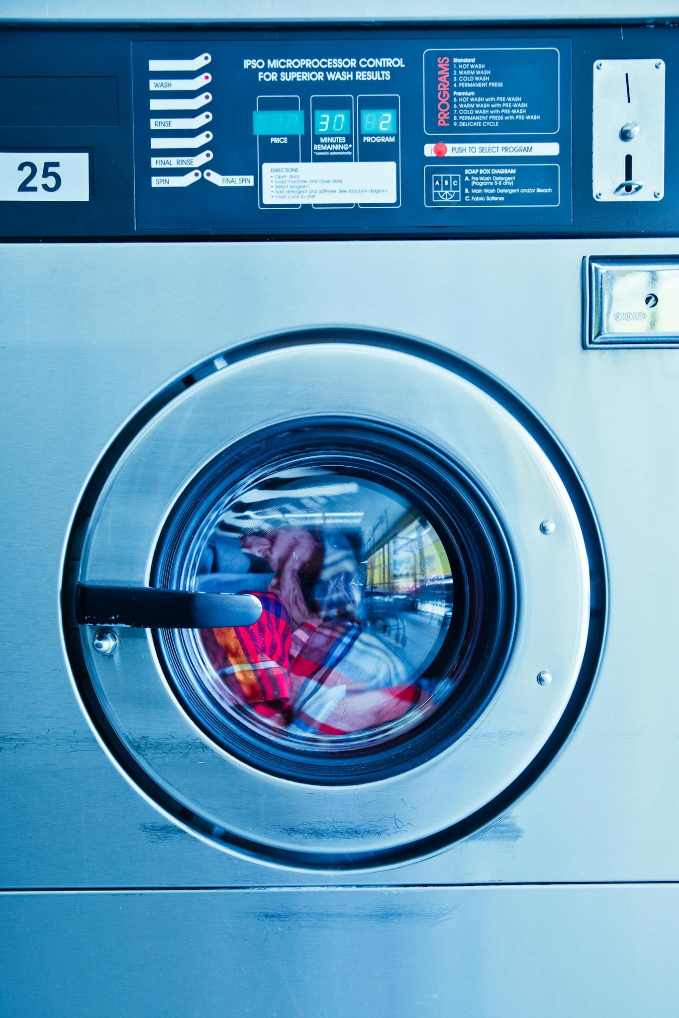 close up view of a washing machine in